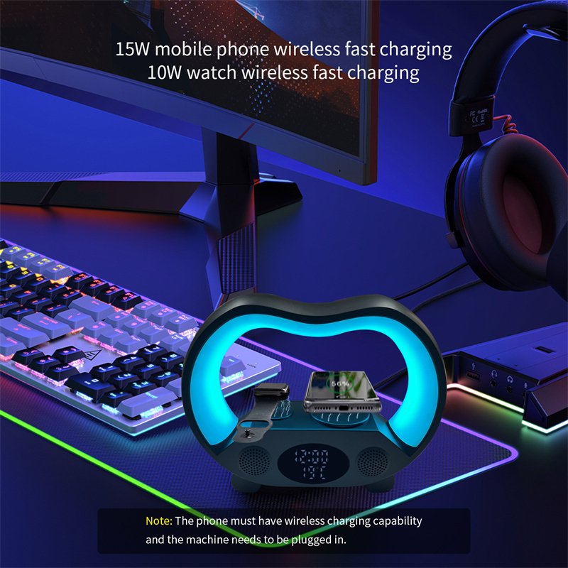 New 6-in-1 Smart Remote Control LED Table Lamp – Wireless Charger, Bluetooth Speaker & Night Light - Image 8