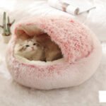 2-in-1 Round Plush Winter Pet Bed – Ultra-Soft Dog & Cat House for Warmth and Comfort