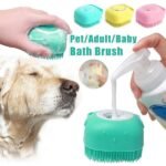 Silicone Dog Bath & Massage Glove Brush – Shampoo Dispenser Grooming Tool