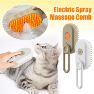 3-in-1 Electric Steam Pet Brush – Groom, Detangle & Massage with Ease