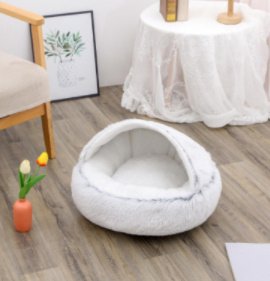 2-in-1 Round Plush Winter Pet Bed – Ultra-Soft Dog & Cat House for Warmth and Comfort - Image 3
