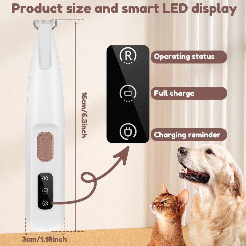 Rechargeable Dog Paw Trimmer with LED Light & Display – Cordless, Waterproof Grooming Clippers - Image 9