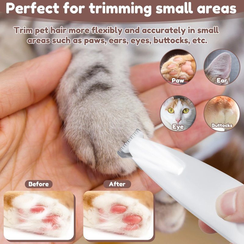 Rechargeable Dog Paw Trimmer with LED Light & Display – Cordless, Waterproof Grooming Clippers