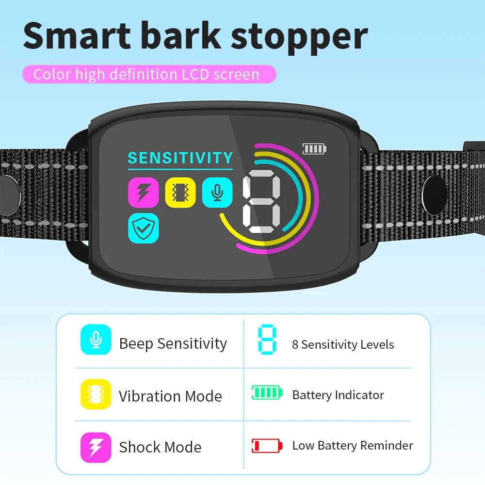 Smart Rechargeable Anti-Bark Dog Collar – AI-Controlled, Waterproof, HD Display, Humane Training - Image 2