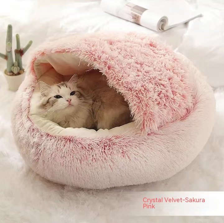 2-in-1 Round Plush Winter Pet Bed – Ultra-Soft Dog & Cat House for Warmth and Comfort - Image 7